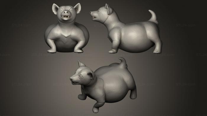 Статуэтки животных (Фигура толстого пса, STKJ_0047) 3D модель для ЧПУ станка